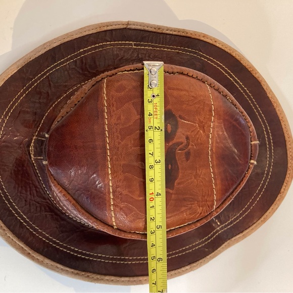 Unique Leather Gambler Hat with Elephant Embossing and Lacing - Picture 8 of 11